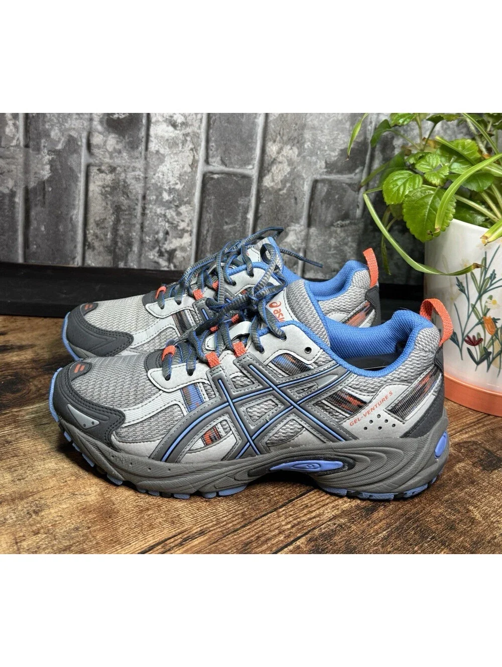 ASICS Gel-Venture 5 Gray/Blue/Orange Low Top Lace-Up Men's Sneaker T5N9Q